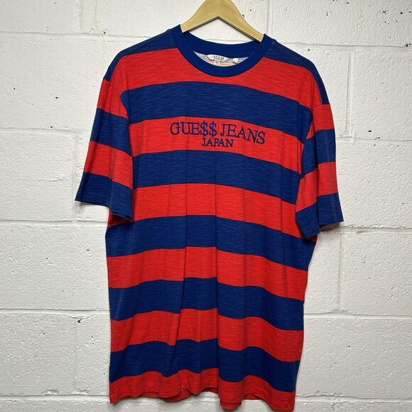Guess x A$AP Rocky Japan Edition Red Blue Stripes T-Shirt 2024